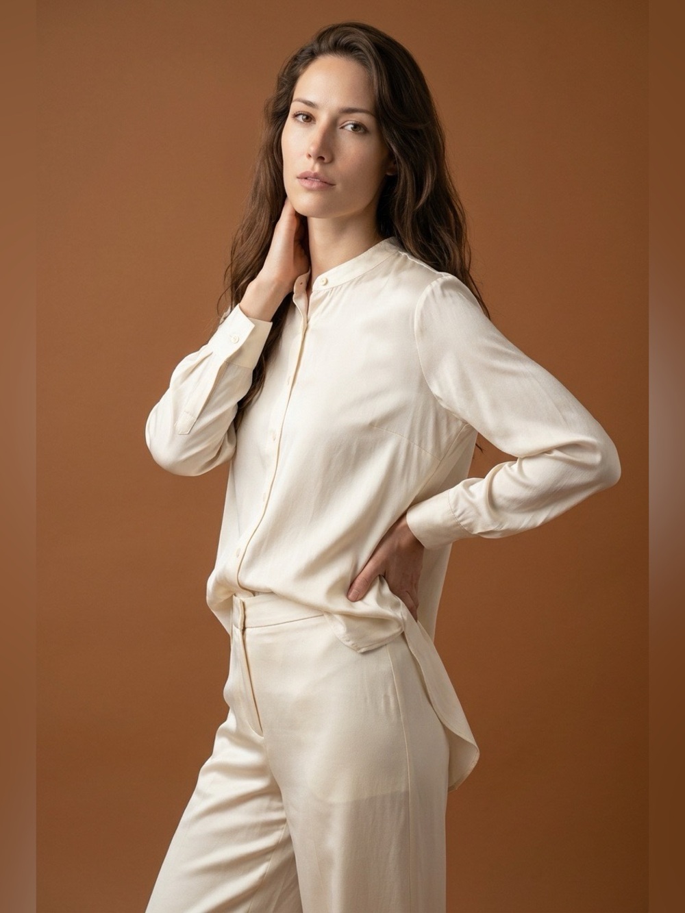 FRAME Silk Shirt in White, Size M